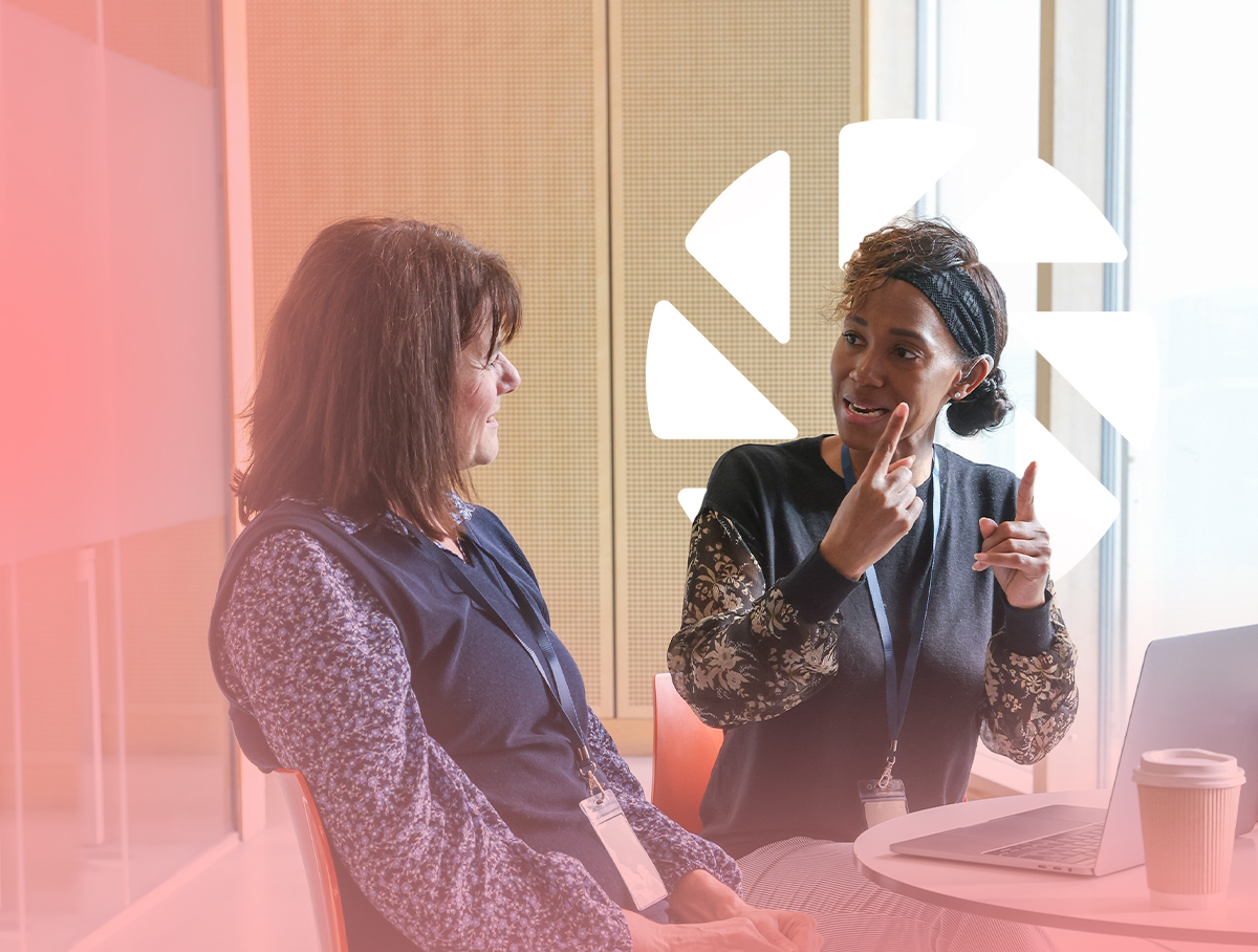 Two women talking to each other