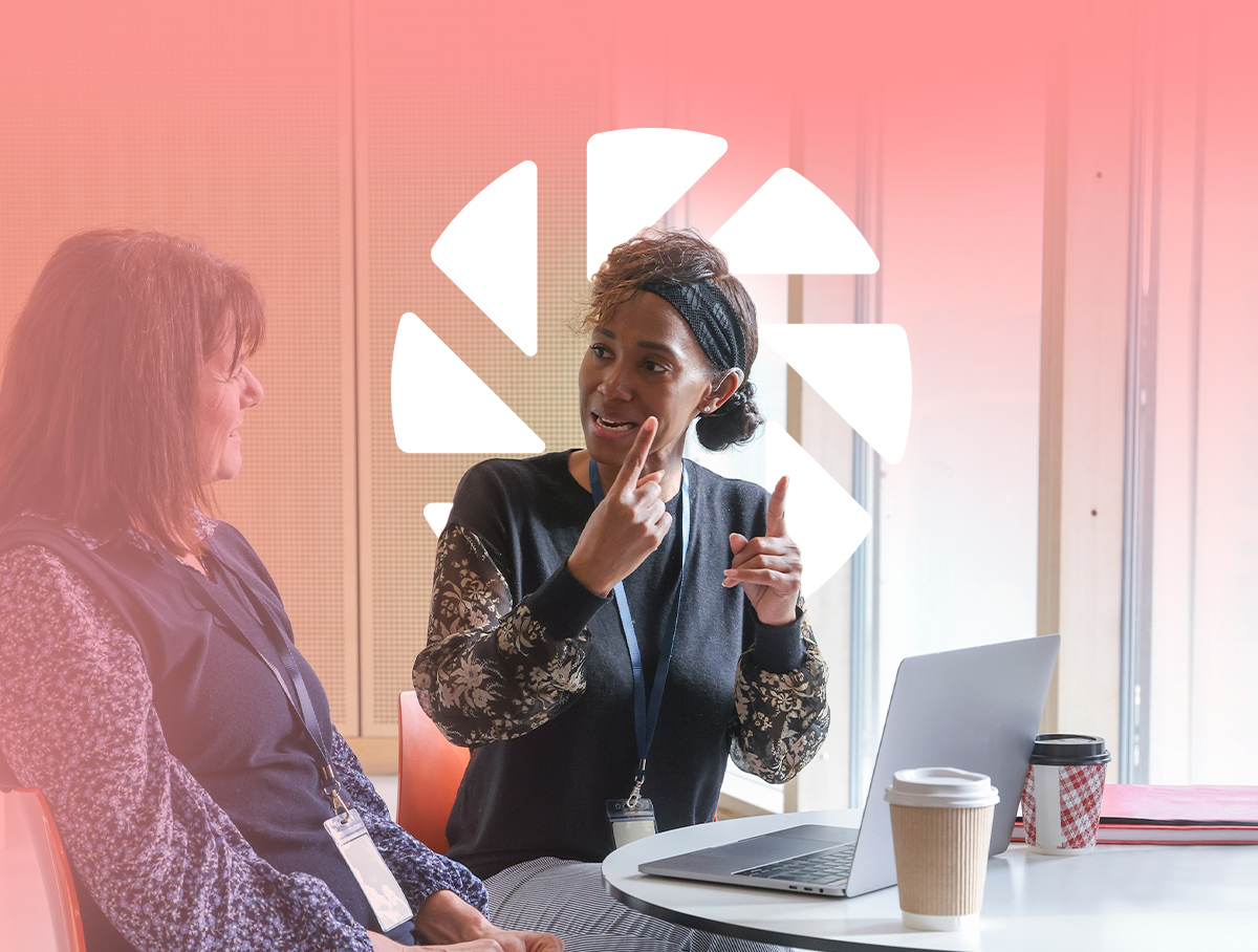 Two women talking to each other